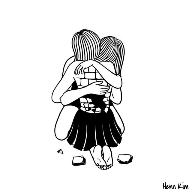 一組扎心黑色治愈系漫畫，看哭了的黑白插畫