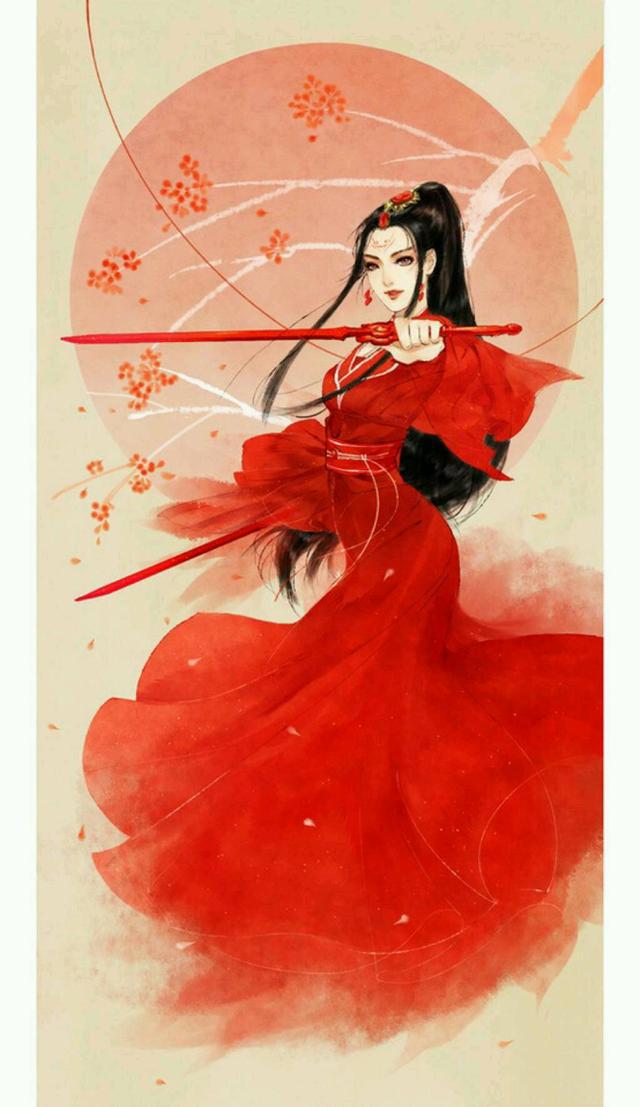唯美古風(fēng)圖片：一身紅衣，披裝待嫁