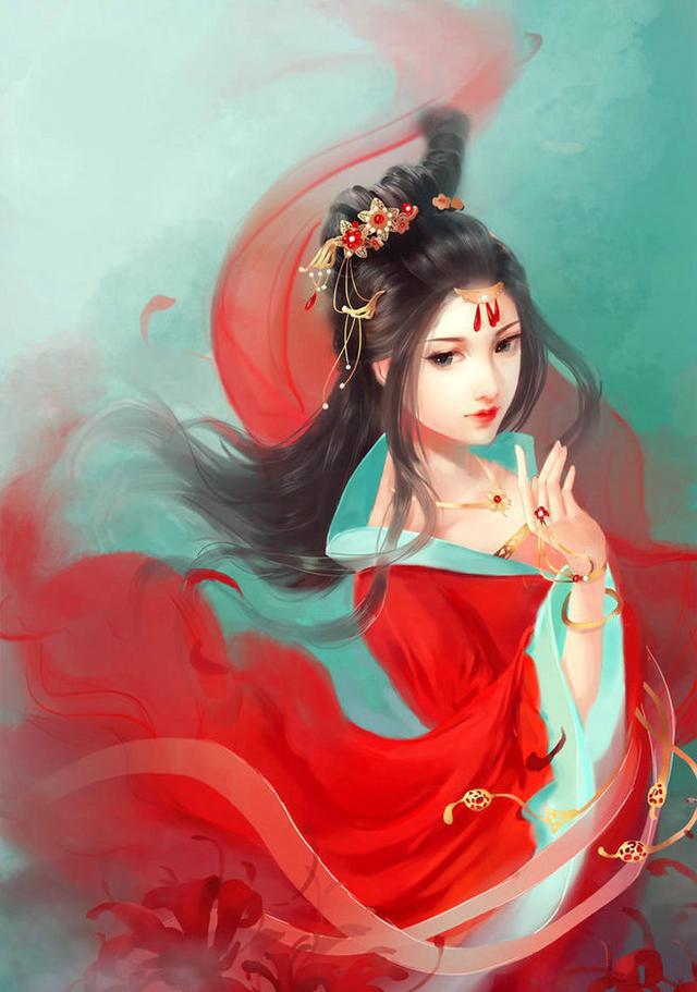 唯美古風(fēng)圖片：一身紅衣，披裝待嫁