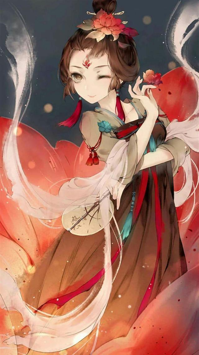 唯美古風(fēng)圖片：一身紅衣，披裝待嫁