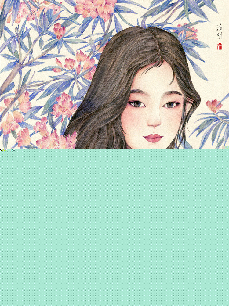 24節(jié)氣水彩手繪插畫，清新淡雅唯美女子插畫
