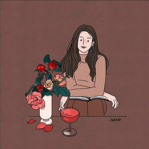姑娘精致生活手繪插畫，唯美小清新插畫圖片