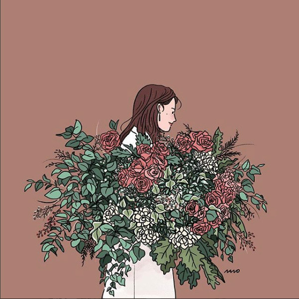 姑娘精致生活手繪插畫，唯美小清新插畫圖片