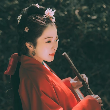 文藝紅衣帶傘女生頭像，唯美古風(fēng)真人頭像