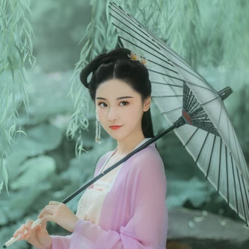 柳下紫衣帶傘頭像，唯美古風(fēng)真人頭像