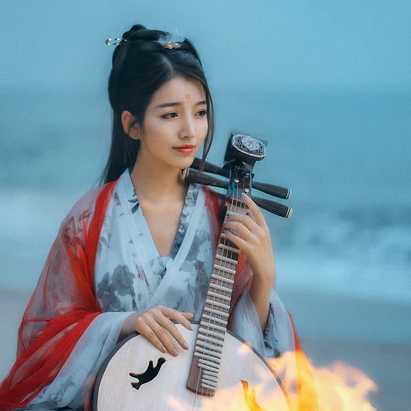紅妝紗衣女生頭像，唯美古風(fēng)真人頭像
