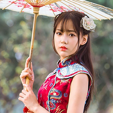 紅衣帶傘女生頭像，唯美古風(fēng)真人頭像