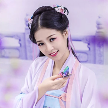 飄逸紫衣帶團(tuán)扇女生頭像，唯美古風(fēng)真人頭像