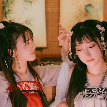 清新淡雅漢服閨蜜頭像，唯美古風(fēng)真人頭像