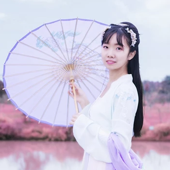 粉紫小清新帶團扇傘頭像，唯美古風真人頭像