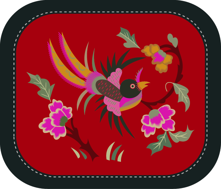 中國(guó)傳統(tǒng)刺繡圖案鳥語花香系列六，矢量素材